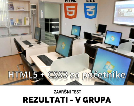 Rezultati završnog testa V grupe HTML5 / CSS3 obuke za početnike u programiranju
