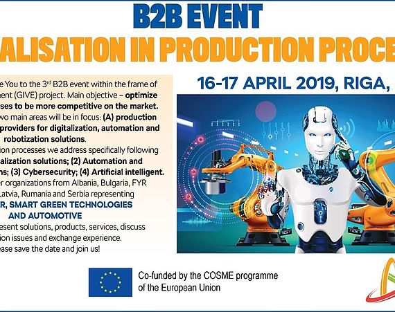 Treći GIVE B2B događaj u Rigi, Letonija, 16-17. aprila - "Digitalizacija u proizvodnom procesu"